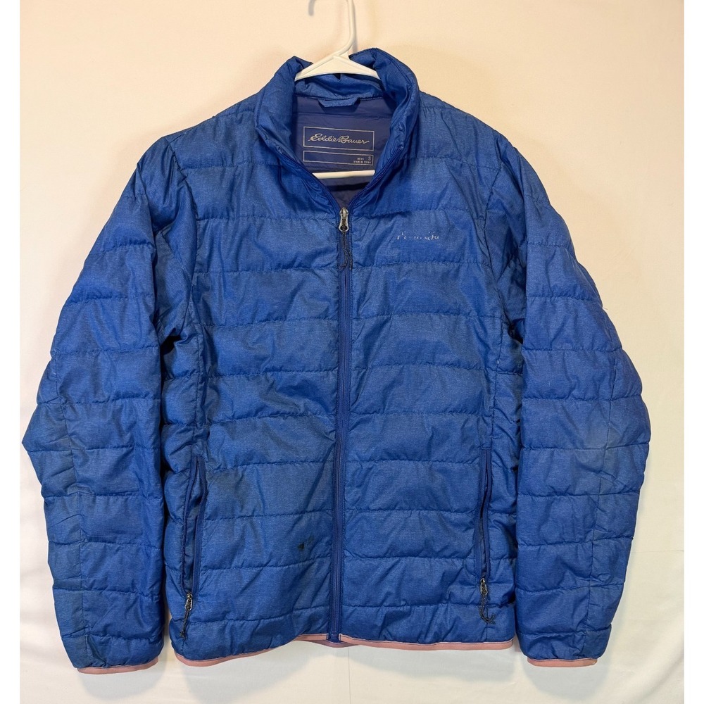 Eddie Bauer‎ Down Jacket Mens Small Dark Blue Insulated Full Zip Quilted Puffer